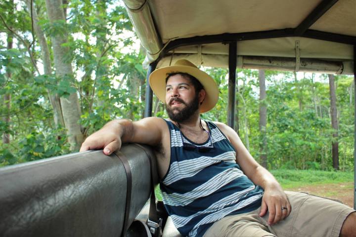 a person sitting on a bench